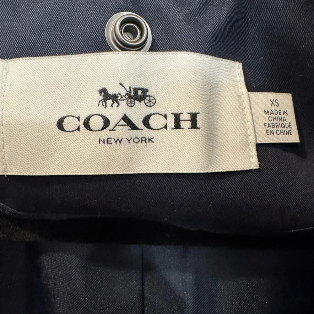 Coach Navy Utility Jacket XS Removable Liner Hooded Parka NWOT - Picture 3 of 12